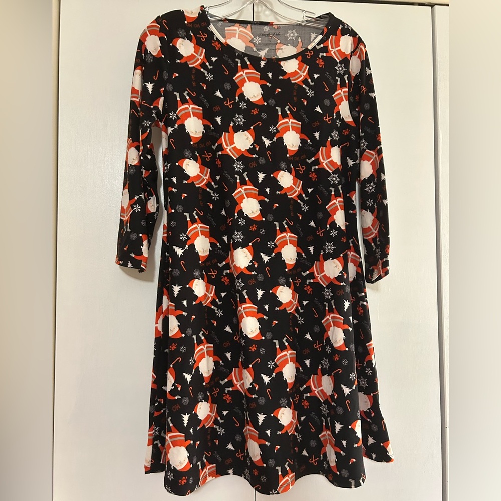 Festive Christmas Santa Print Dress